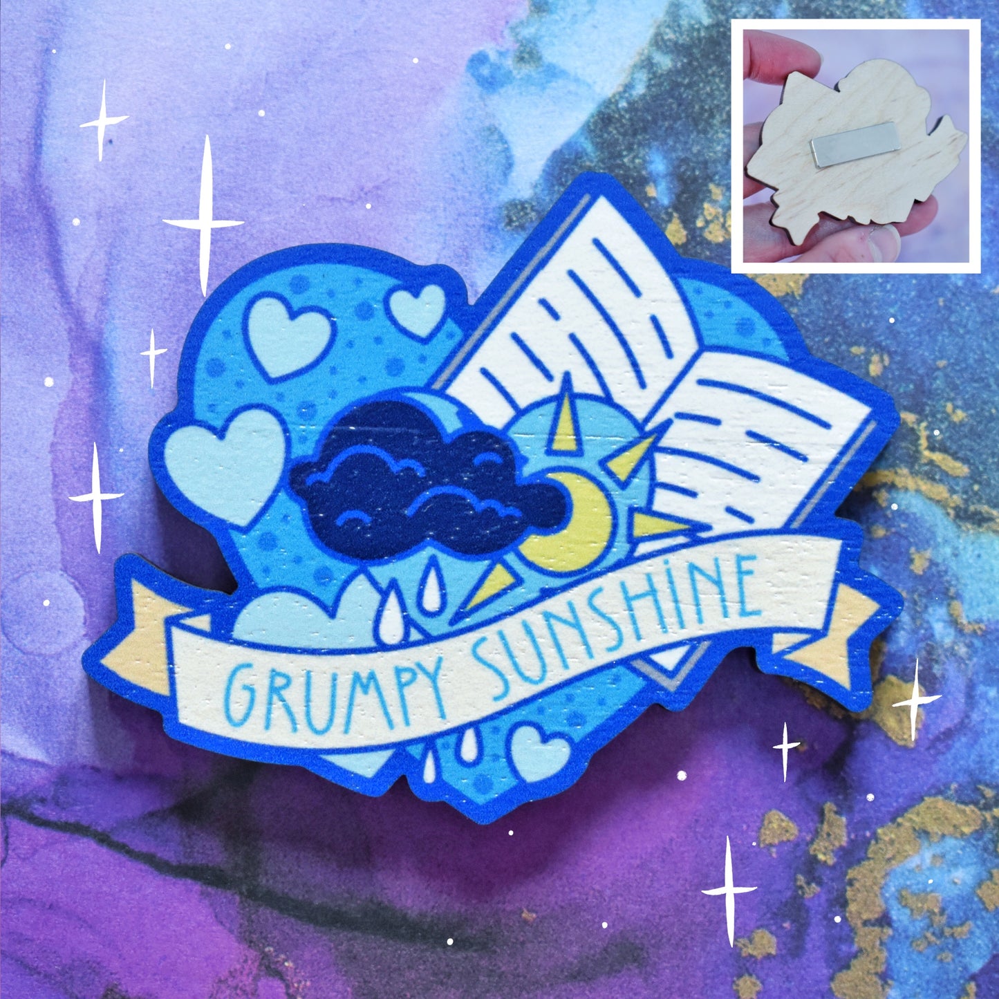 Grumpy Sunshine - Wooden Charm *LAST TWO*