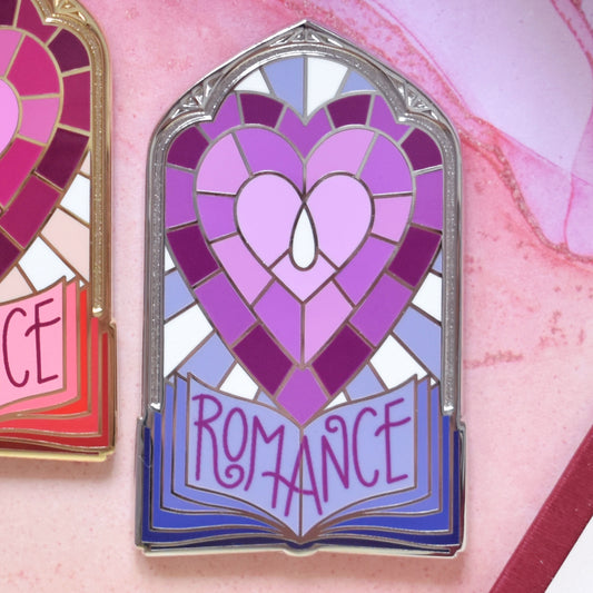 Romance Stained Glass Style - Bookish Enamel Pin