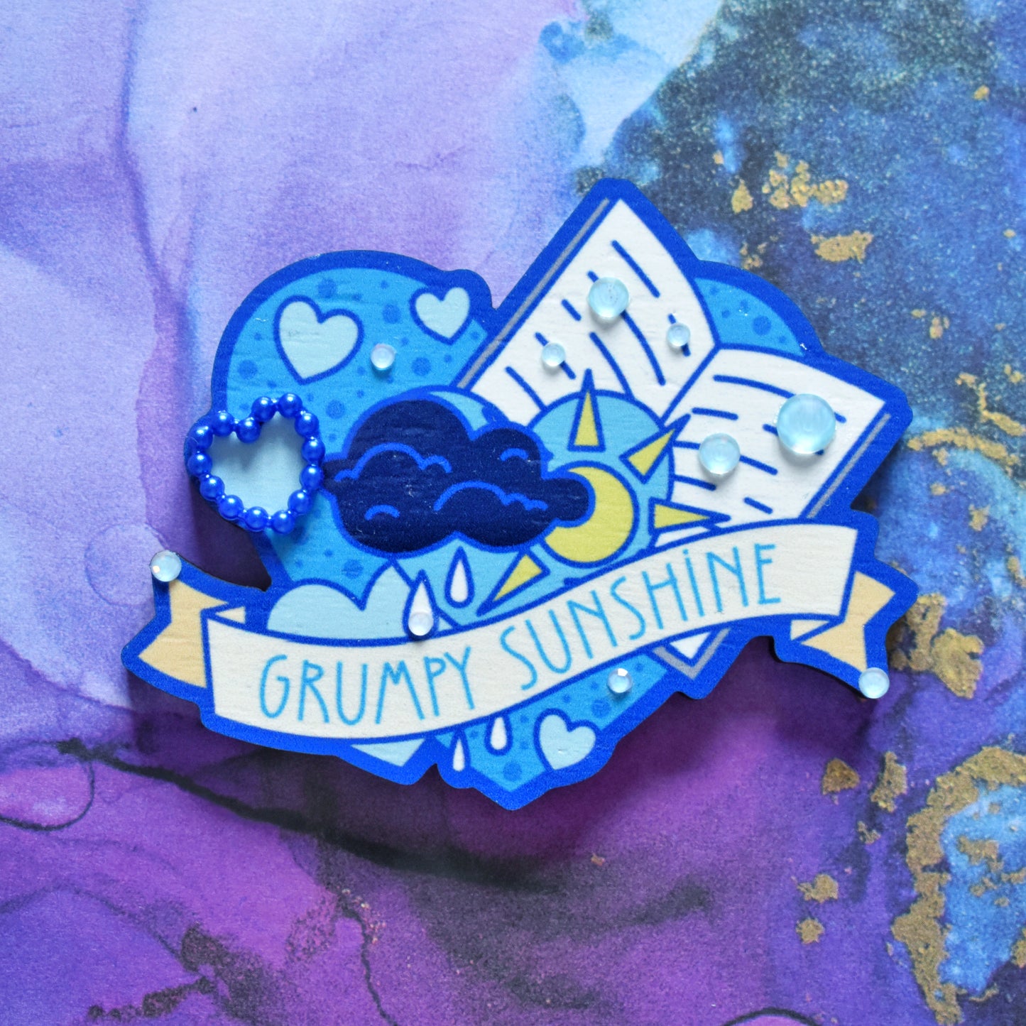 Grumpy Sunshine - Wooden Charm *LAST TWO*