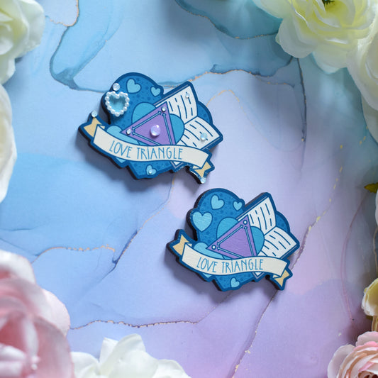 Love Triangle Romance Trope - Bookish Wooden Pin/Magnet