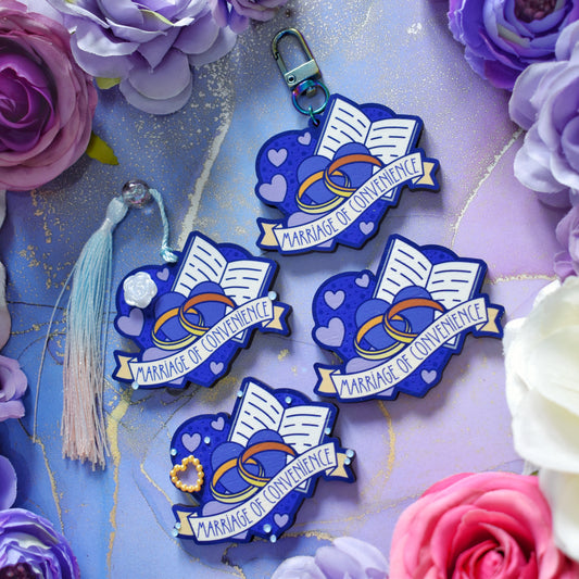 Marriage Of Convenience Romance Trope - Bookish Wooden Pin/Magnet/Keyring