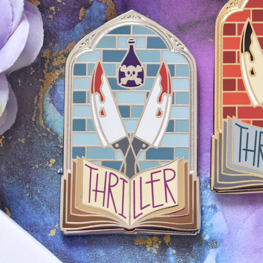 Thriller Stained Glass Style - Bookish Enamel Pin