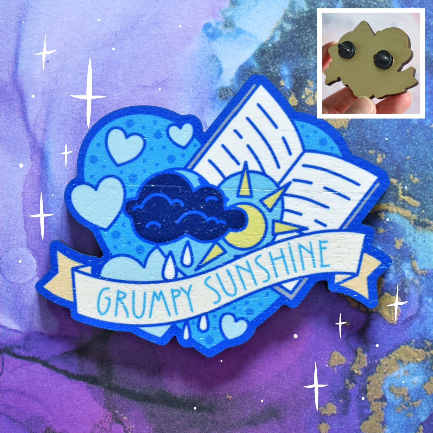 Grumpy Sunshine - Wooden Charm *LAST TWO*