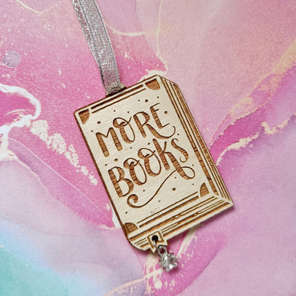 More Books - Wooden Ornament