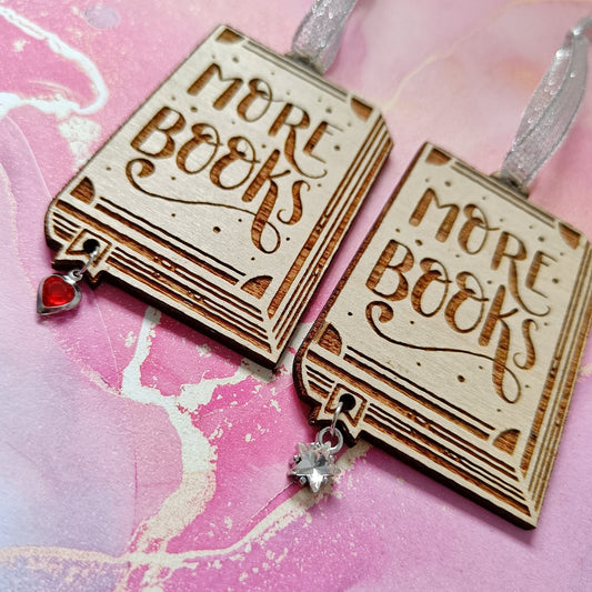 More Books - Bookish Wooden Ornament