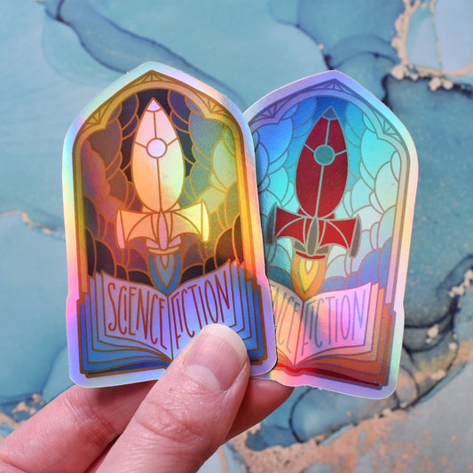 Science Fiction Stained Glass Style - Bookish Holographic Sticker