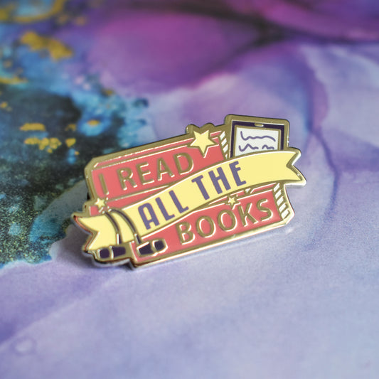 I Read ALL THE Books in Silver Enamel Pin