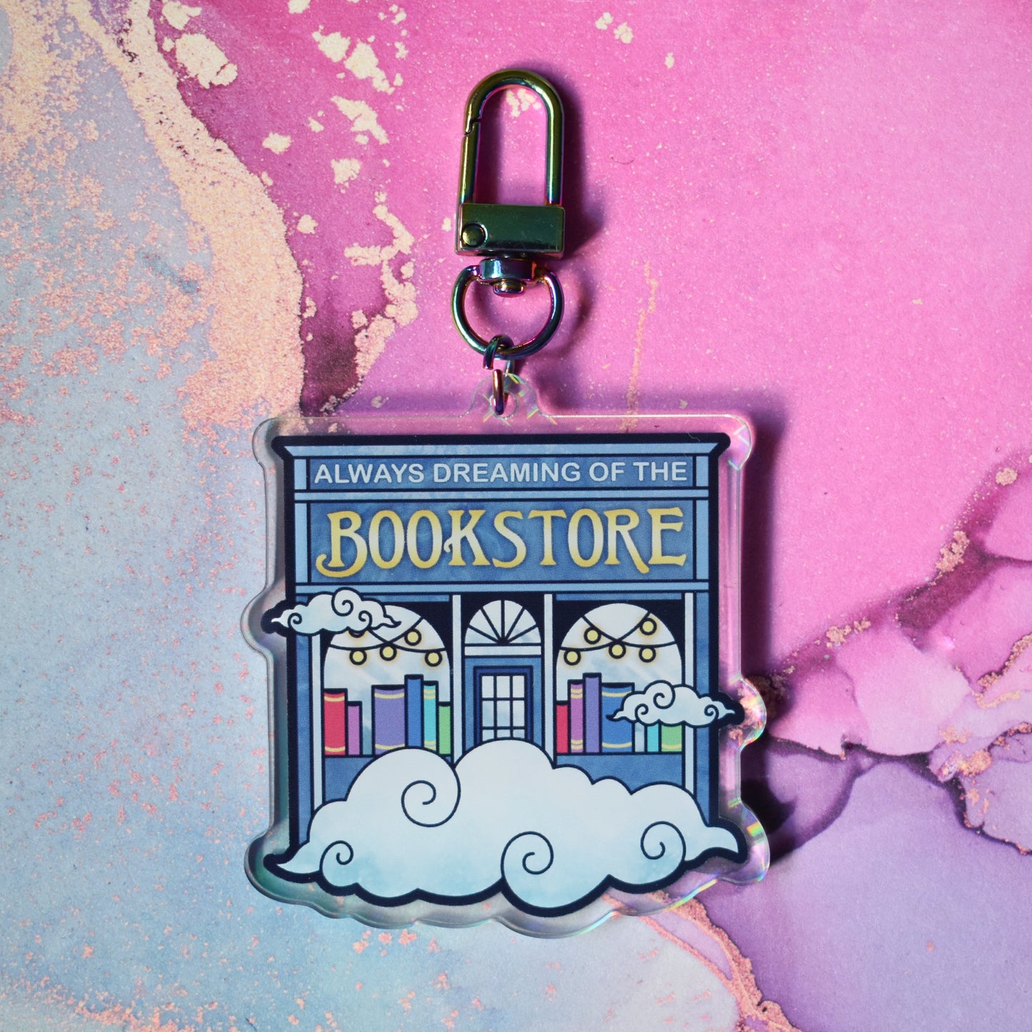 *NEW* Always Dreaming of The Bookstore - Bookish Holographic Acrylic Keyring