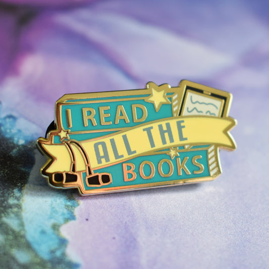 I Read ALL THE Books in Gold Enamel Pin
