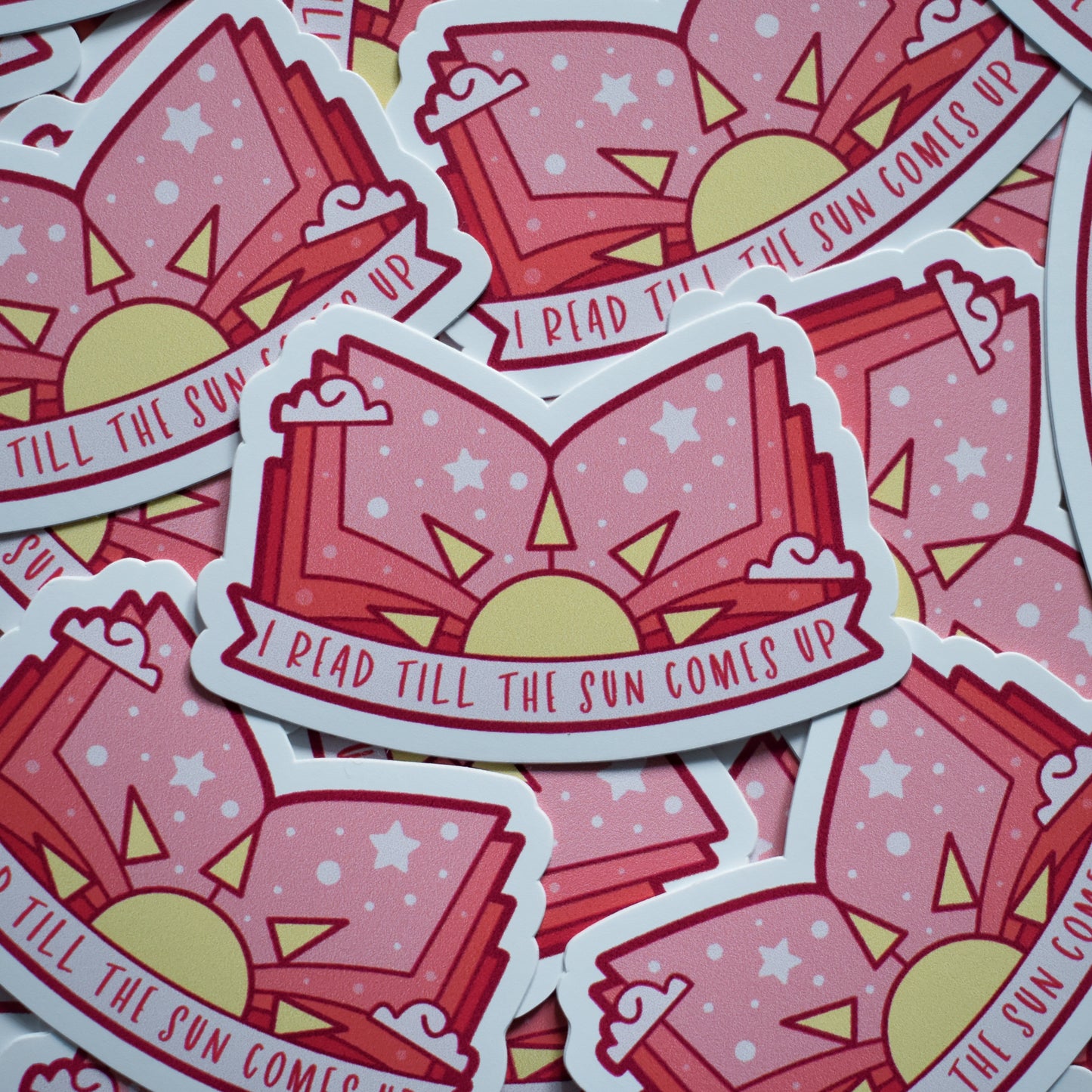 I Read Till The Sun Comes Up (Peach) - Mini Sticker