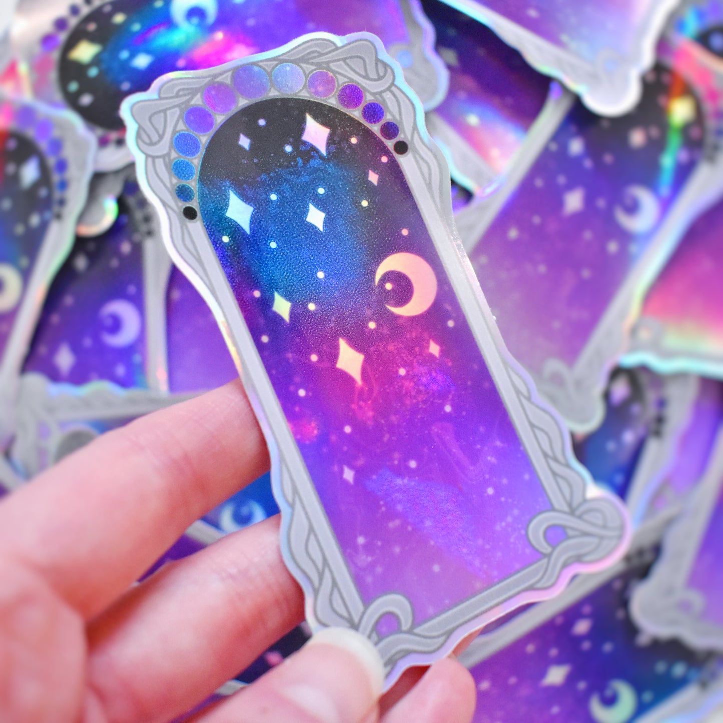 Grey & Purple Galaxy Portal - Iridescent Holographic Sticker