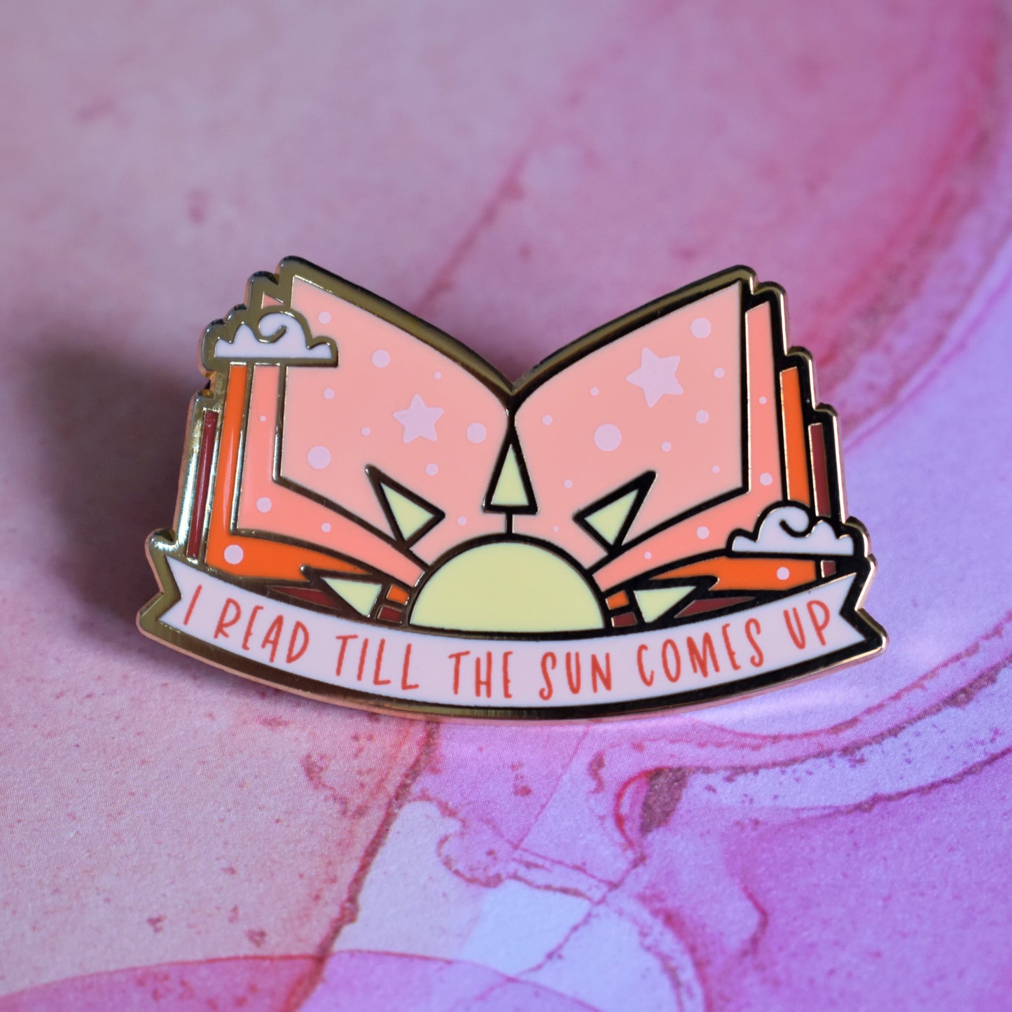 I Read Till The Sun Comes Up (Gold) - Enamel Pin