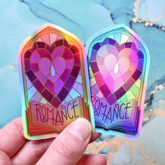 Romance Stained Glass Style - Bookish Holographic Sticker