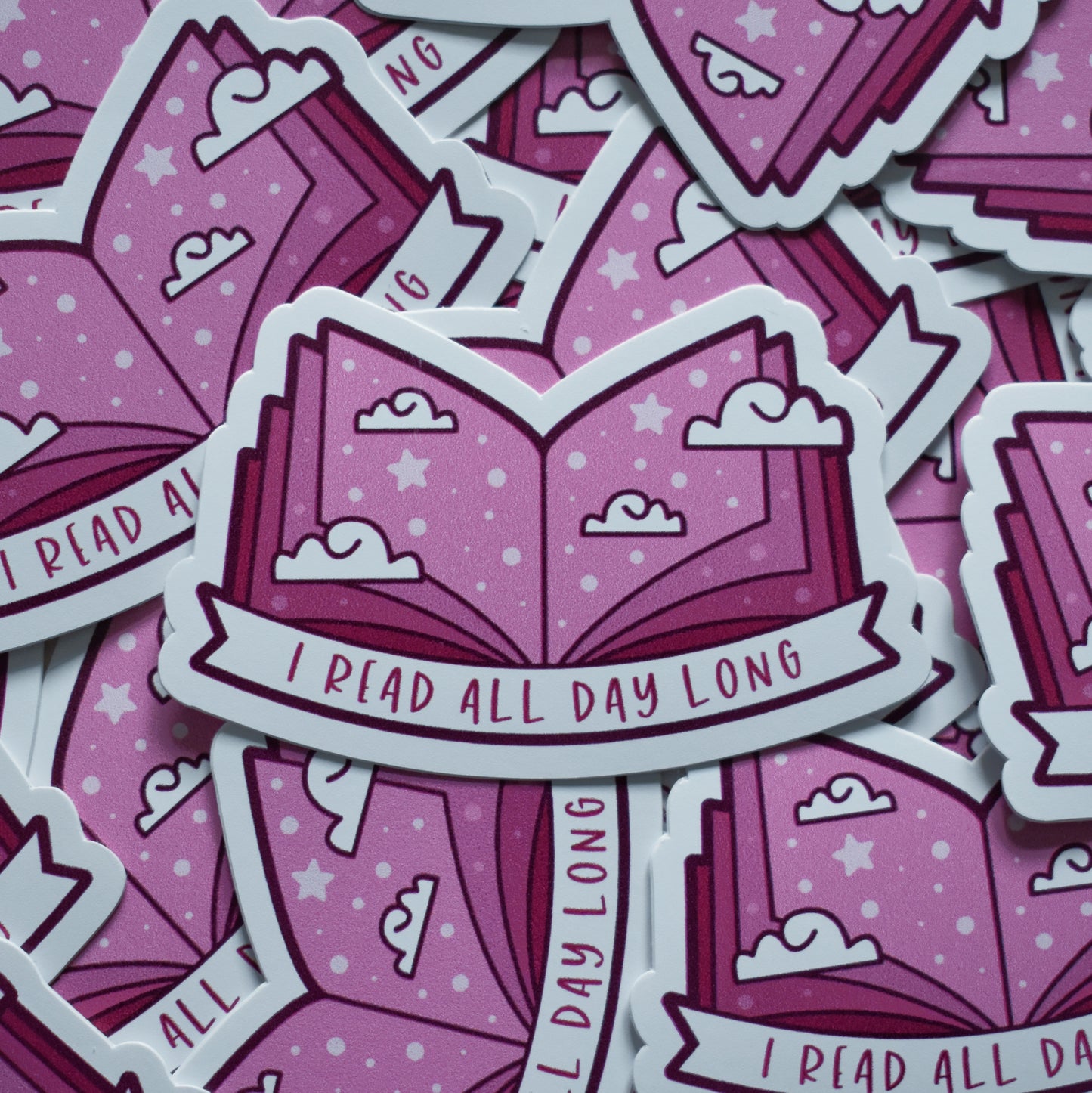 I Read All Day Long (Dusty Pink) - Mini Sticker