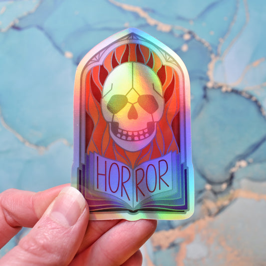Horror Stained Glass Style - Bookish Holographic Sticker