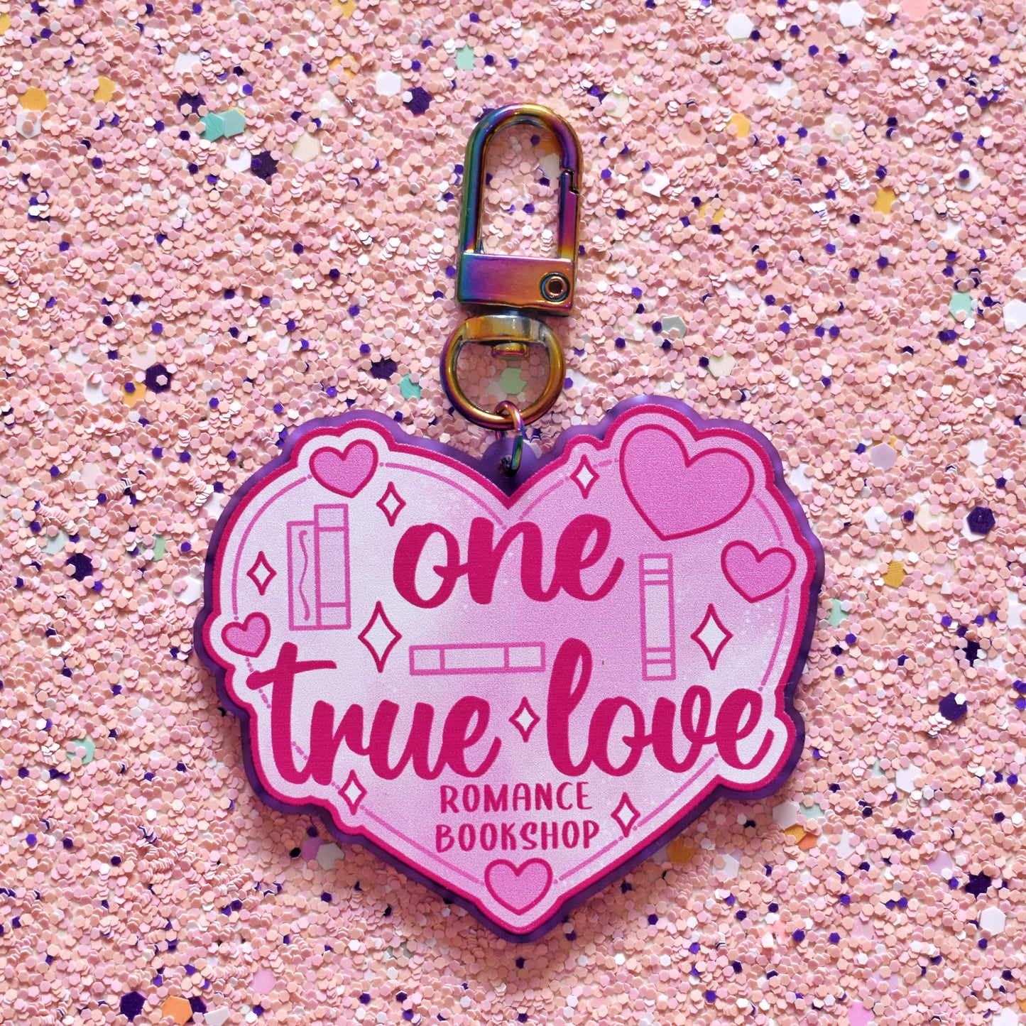 Romance Faux Genre Bookshop Sign - Acrylic Keyring