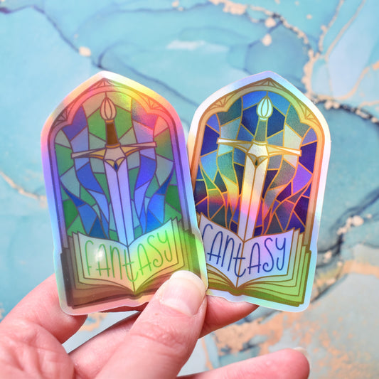 Fantasy Stained Glass Style - Bookish Holographic Sticker