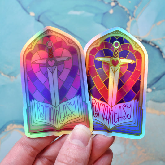 Romantasy Stained Glass Style - Bookish Holographic Sticker