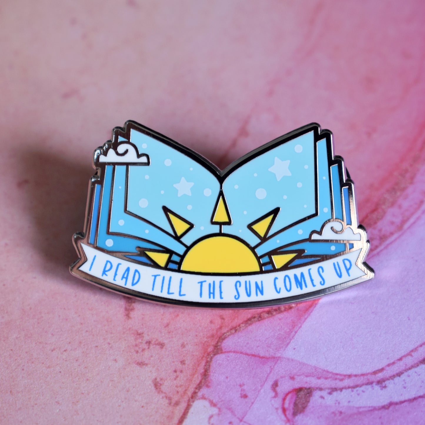 I Read Till The Sun Comes Up (Silver) - Enamel Pin