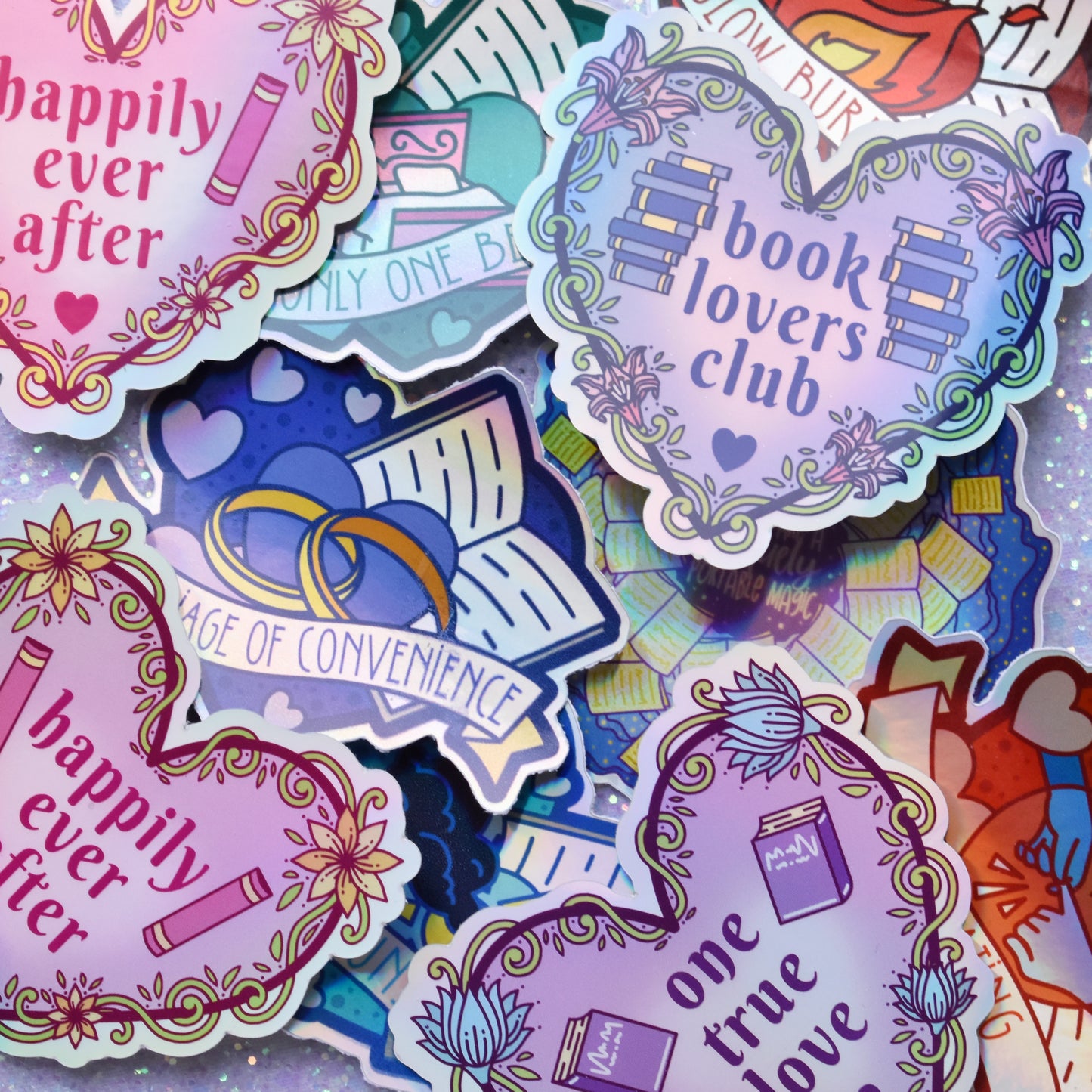 *SECONDS SALE* Love of Books & Other Designs - Bookish Holographic Stickers