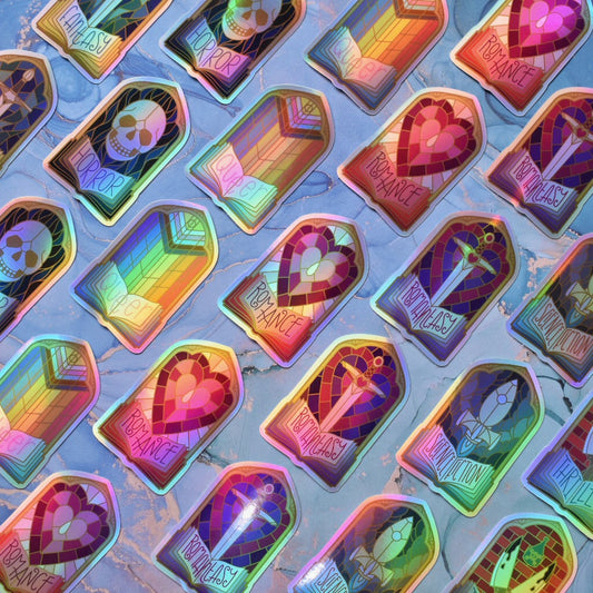 *SECONDS SALE* Damaged Windows Of Wonder - Bookish Holographic Stickers