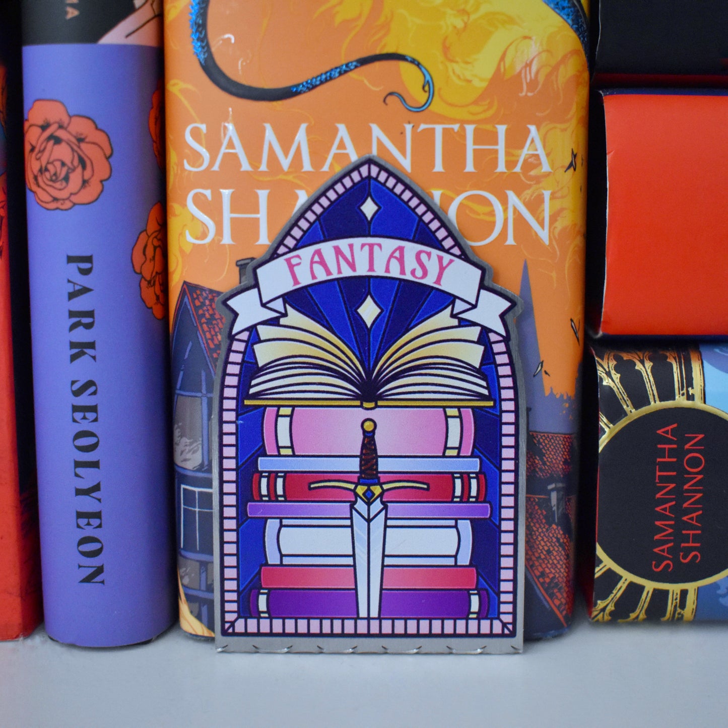 *NEW* Fantasy Book Stack Stained Glass Style - Bookshelf Marker