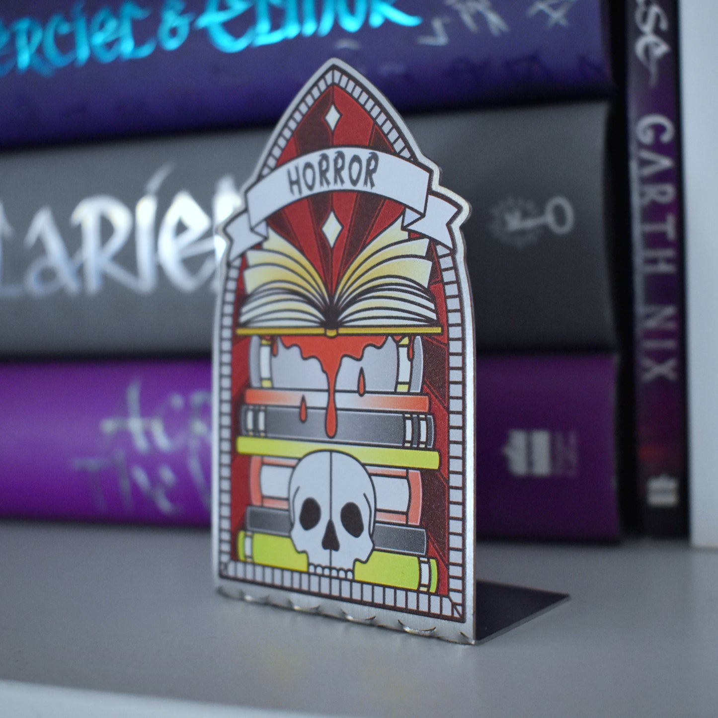 *NEW* Horror Book Stack Stained Glass Style - Bookshelf Marker
