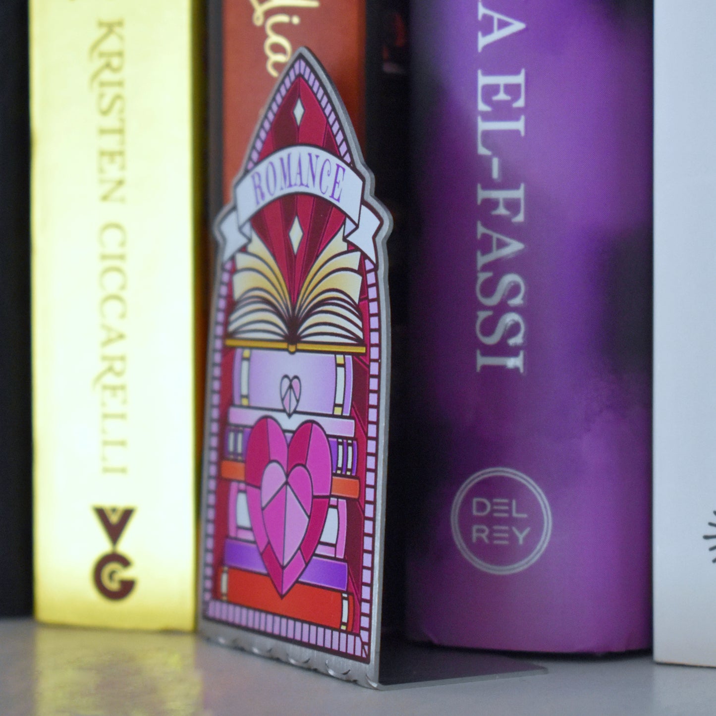 *NEW* Romance Book Stack Stained Glass Style - Bookshelf Marker