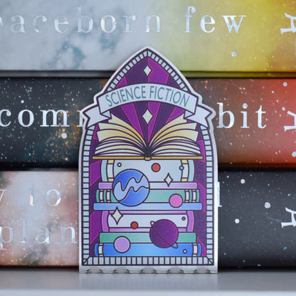 *NEW* Science Fiction Book Stack Stained Glass Style - Bookshelf Marker