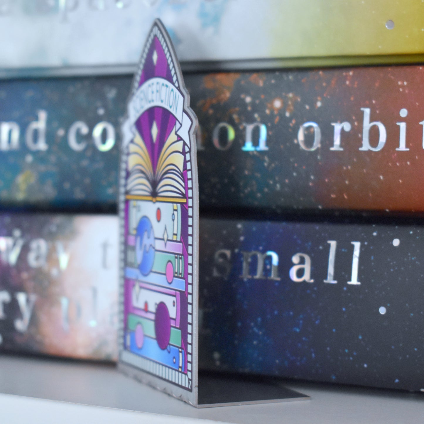 *NEW* Science Fiction Book Stack Stained Glass Style - Bookshelf Marker