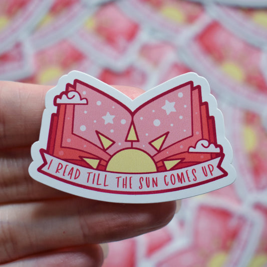 I Read Till The Sun Comes Up (Peach) - Mini Sticker