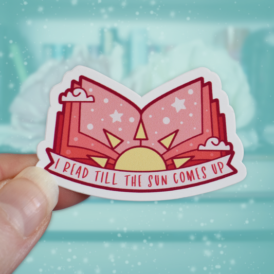 I Read Till The Sun Comes Up (Peach) - Bookish Mini Sticker