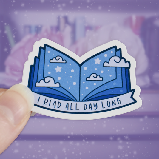 I Read All Day Long (Blue) - Bookish Mini Sticker