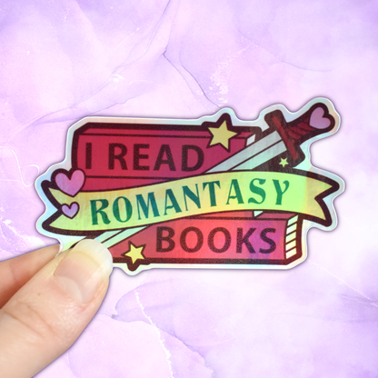 I Read Romantasy Books - Bookish Iridescent Holographic Sticker