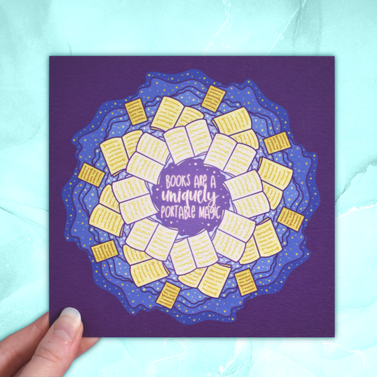 Books Are A Uniquely Portable Magic - Bookish Square Print