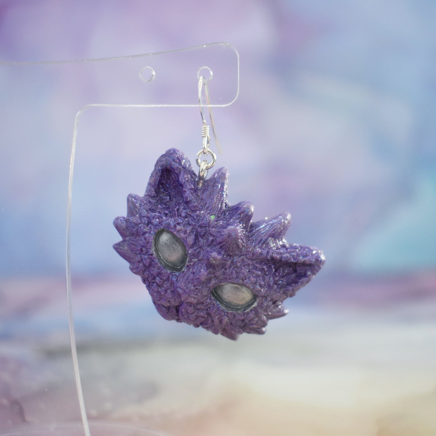 Purple Kitty Dragons - Clay Dangle Earrings